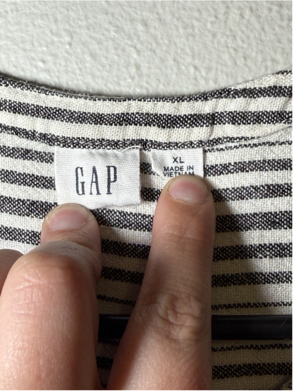 Gap Black White Stripe Sleeveless Linen Rayon Dress Pockets Size XL Beach Summer - Picture 2 of 4